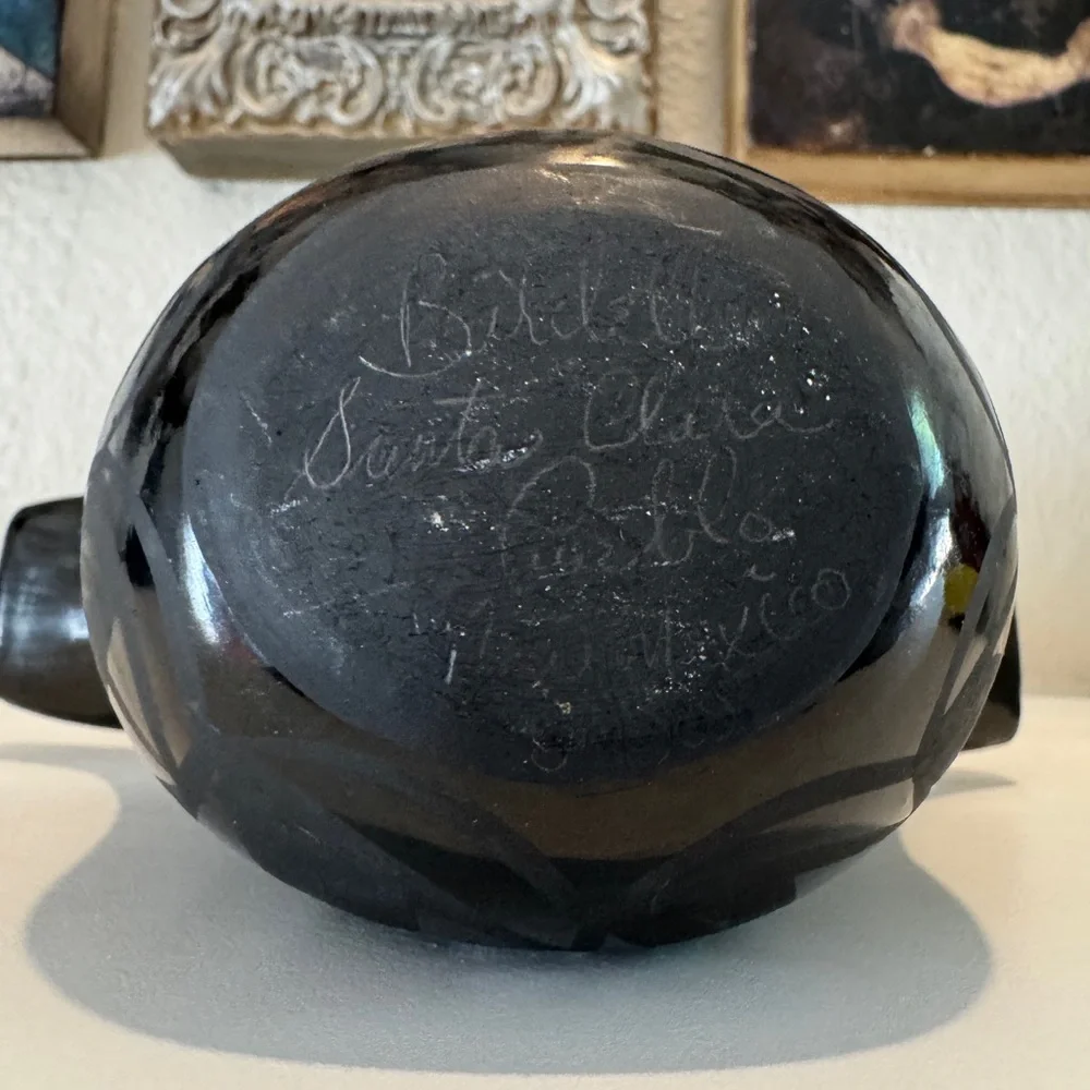 Santa Clara Pueblo Blackware Wedding‎ Vase by Birdell Bourdon